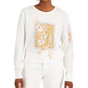 Love Tribe Rise Above Crew Neck Floral Graphic T-Shirt Long Sleeve NEW